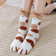 Warm Cartoon Cat Socks for Women