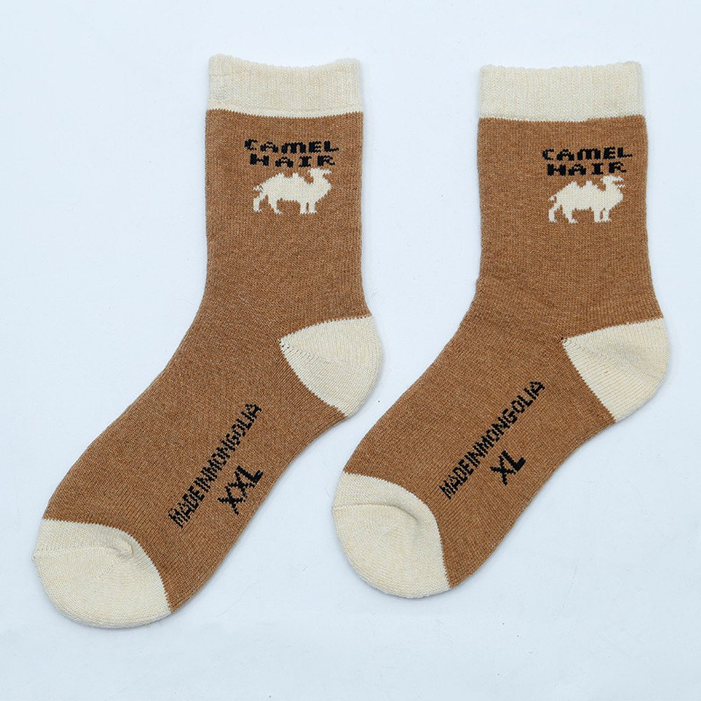 Warm Mid-Calf Camel Wool Socks for Men & Women
