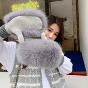 Warm Winter Fox Skin Gloves for Women