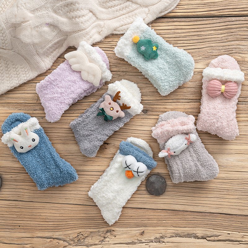 Plush Coral Stockings for Kids, Soft & Cozy Tube Socks