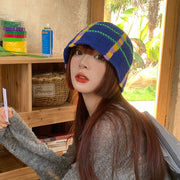 Women's Thermal Wool Fisherman's Hat with Japanese Stripe Pattern