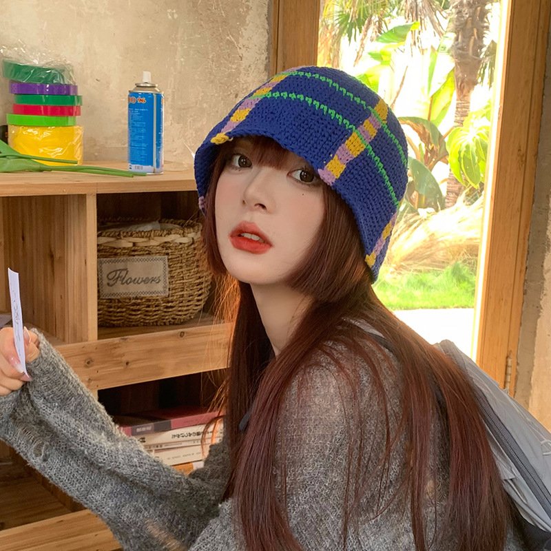 Women's Thermal Wool Fisherman's Hat with Japanese Stripe Pattern