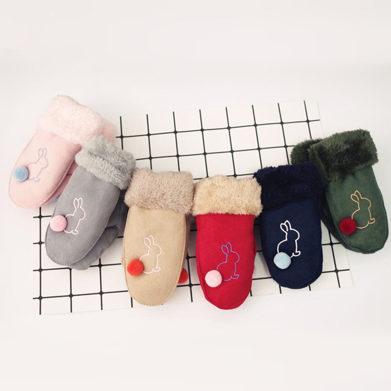 Warm Suede Mittens for Kids, Double Thickened