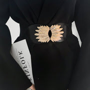 Autumn Winter Elastic Waistband Belt with Sunflower Buckle