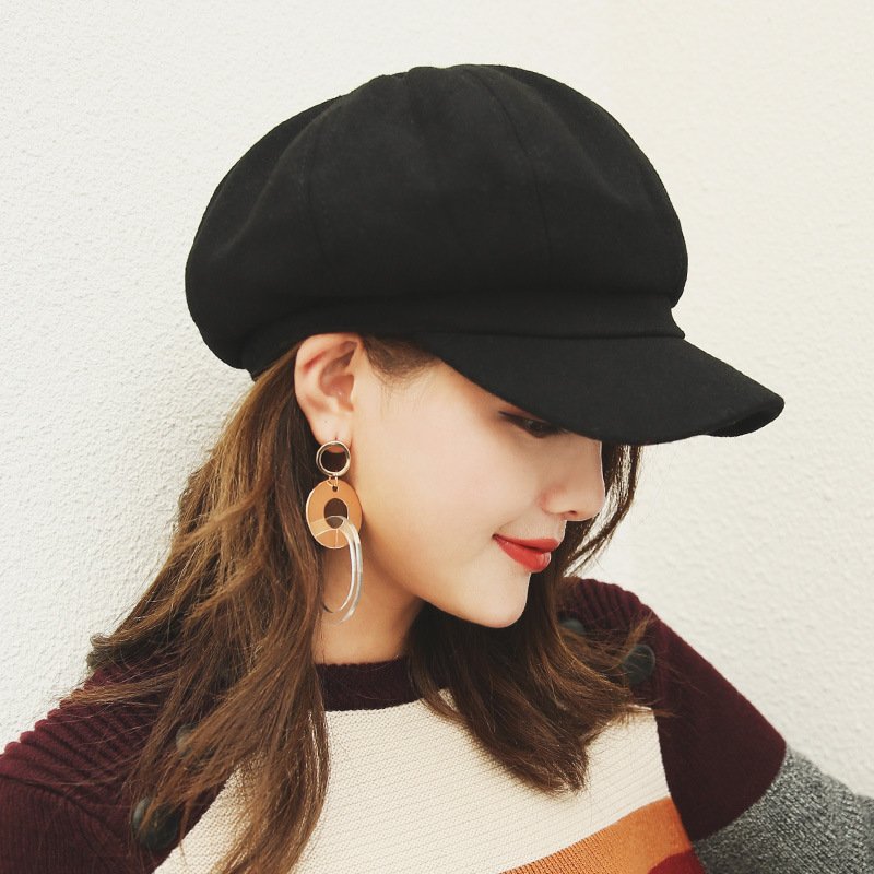 Casual Octagonal Woolen Beret Hat