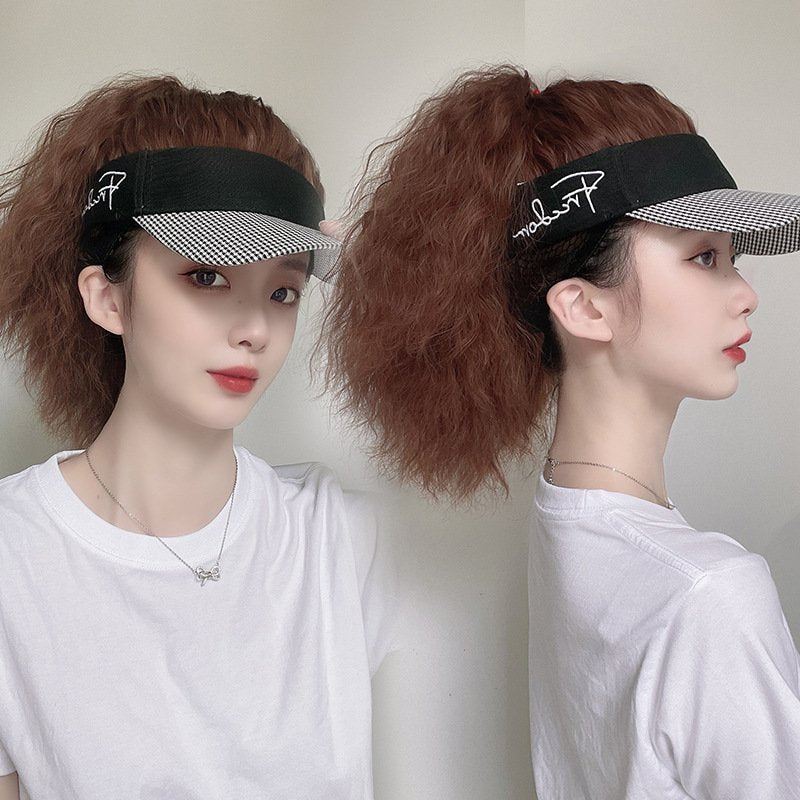 Curly Hair Duck Tongue Baseball Cap for Women