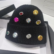Women's Rhinestone Knitted Hats - All-Match Fashion