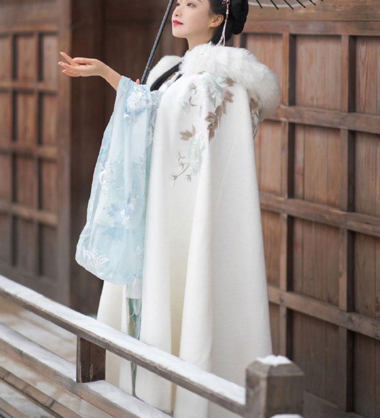 Cozy Velvet Embroidered Cloak Shawl for Women
