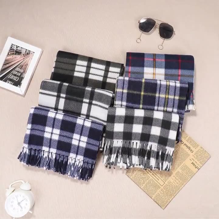 Classic Plaid Velvet Scarf & Shawl Set for Men & Women