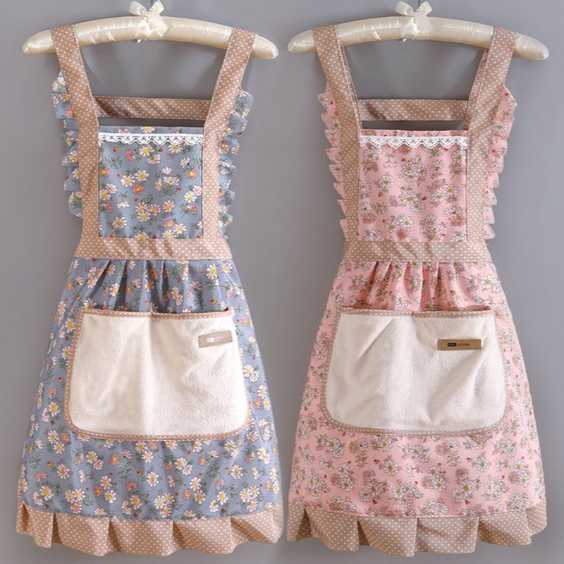 Floral Apron with Pockets for Women