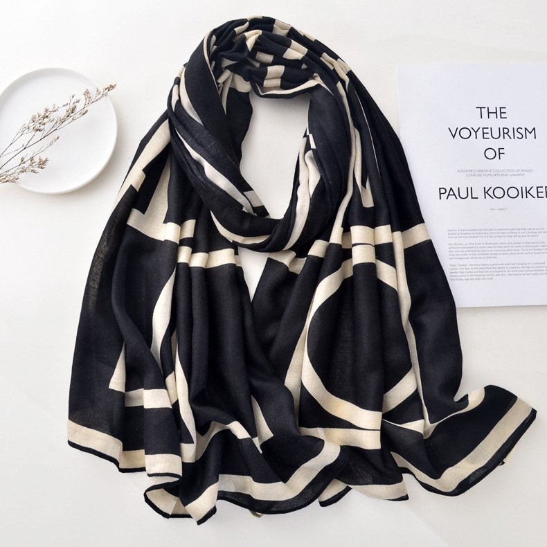 Geometric Winter Shawl Scarf for Women, Korean Style, All-Matching Design