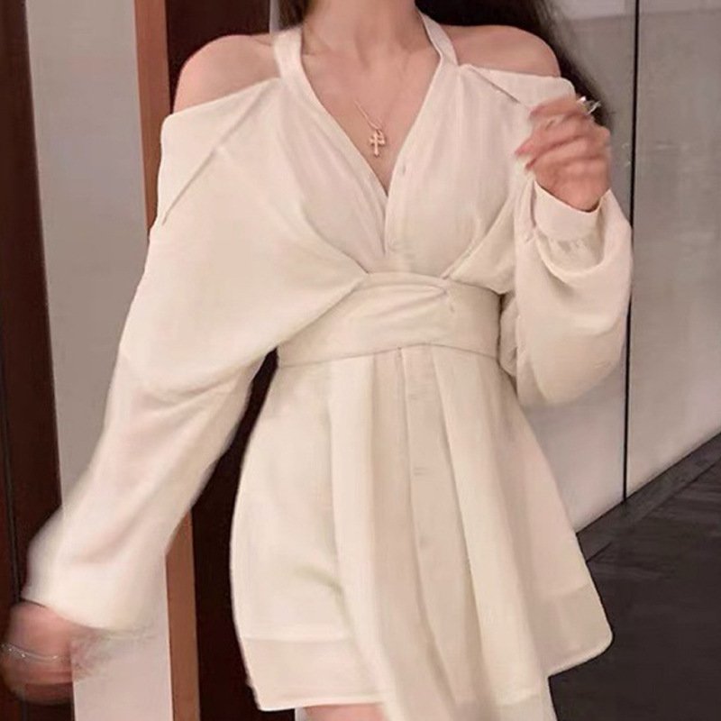 Off-the-Shoulder Long Sleeve Women's Autumn Dress