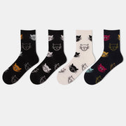 Cute Cartoon Cat Women's Socks 4-Pack