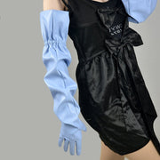 Long Leather Elastic Belt Gloves for Women