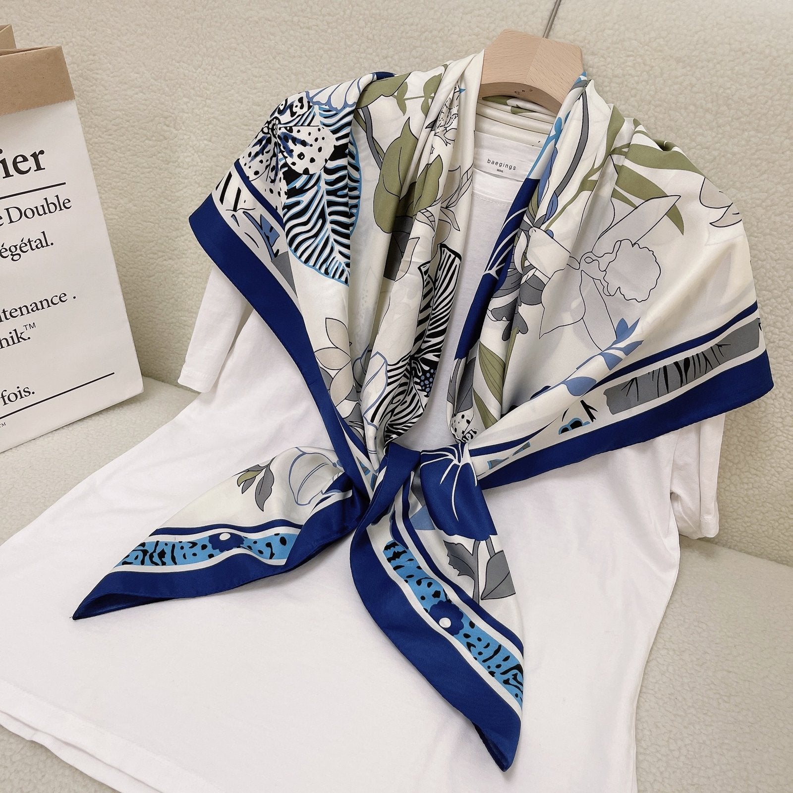 Floral Twill Silk Scarf for Women