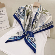 Floral Twill Silk Scarf for Women