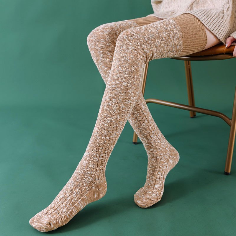 Warm Knee-High Cotton Socks for Women