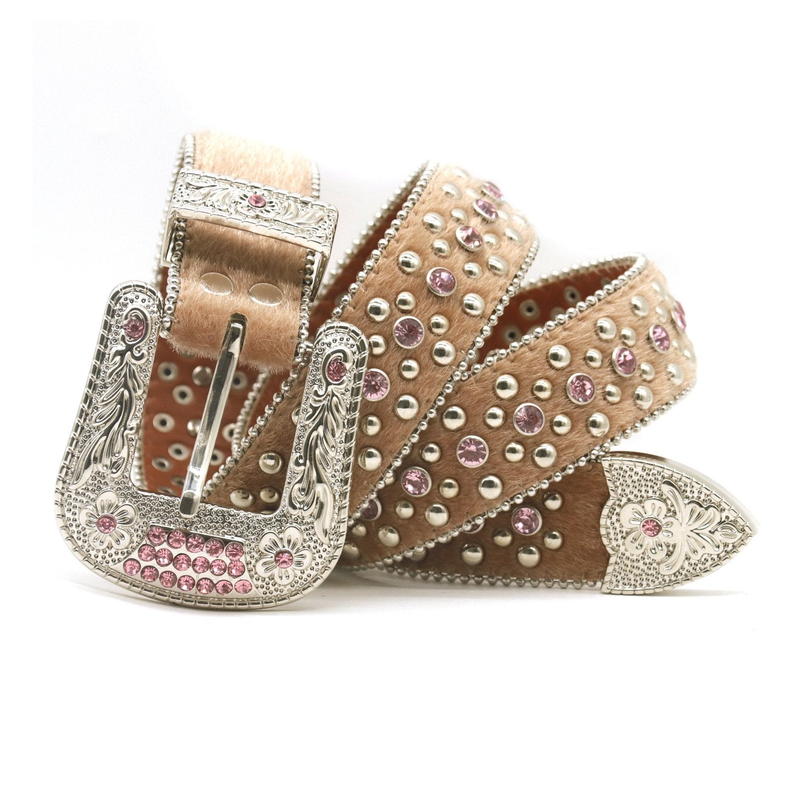 Men's Rhinestone Flower Waist Belt
