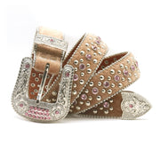 Men's Rhinestone Flower Waist Belt