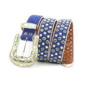 Diamond Belt Handmade by Women, PU Leather & Alloy Buckle