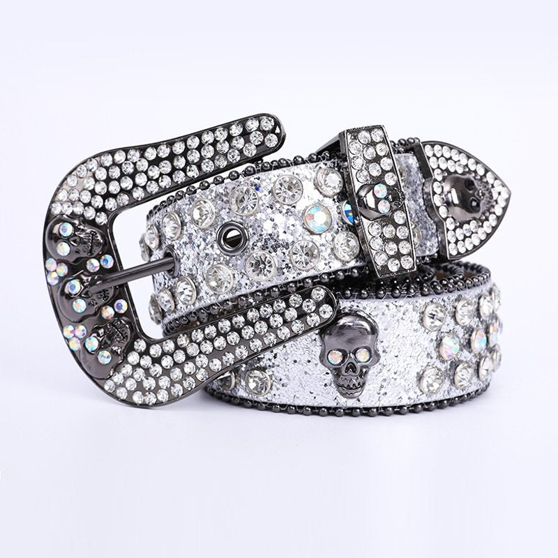 Rhinestone Skull Belt for Women - Fashion Statement