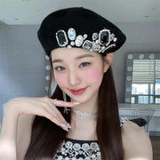 Winter Wool Tweed Painter's Beret Hat for Women
