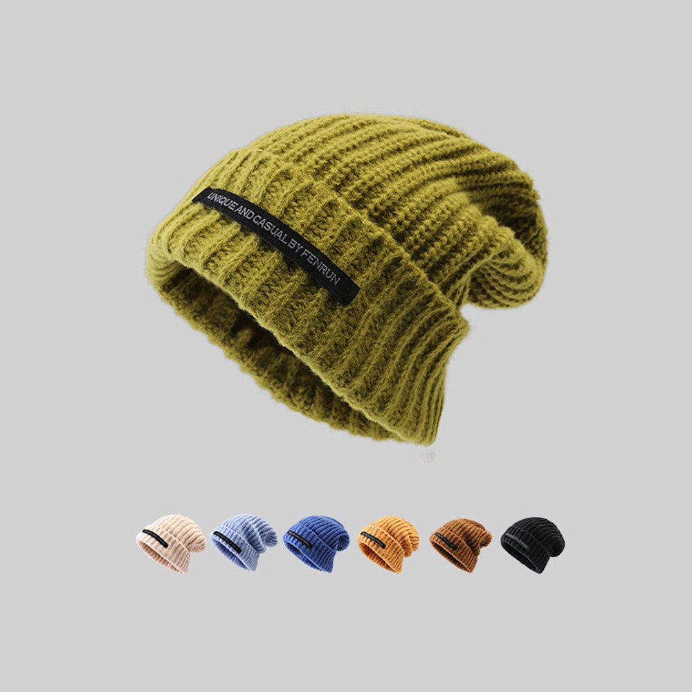 Warm Knitted Hat for Large Heads, Black Label Style