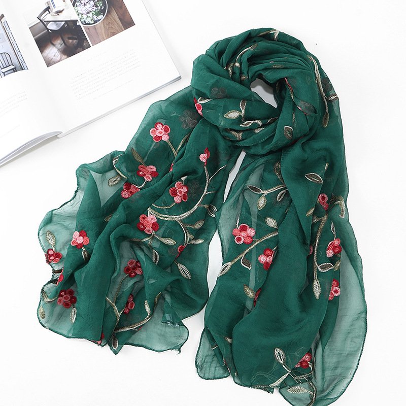 Floral Silk Scarf Shawl