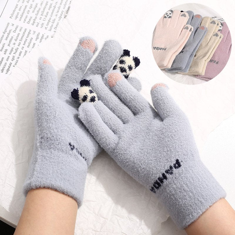 Warm Touchscreen Gloves for Women - Cute Panda Design