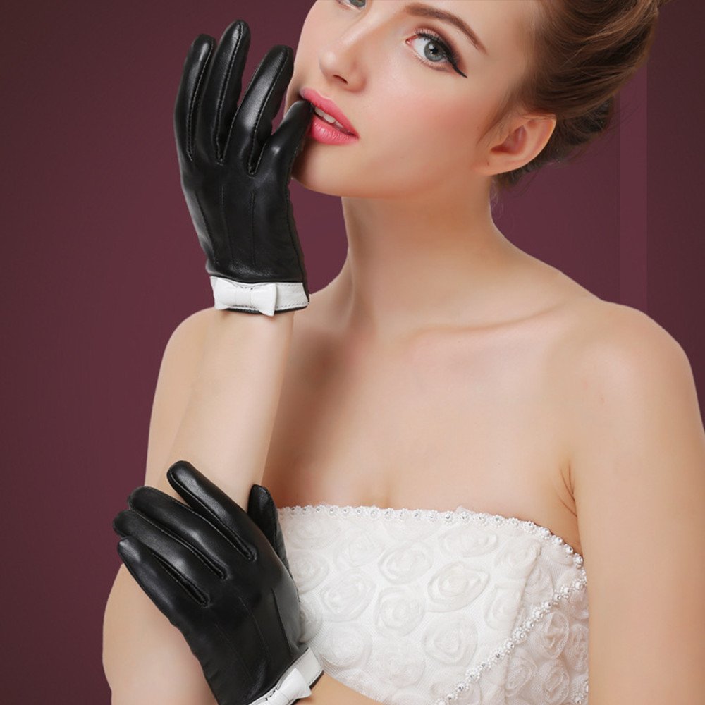 Warm Touchscreen Sheepskin Leather Gloves for Women