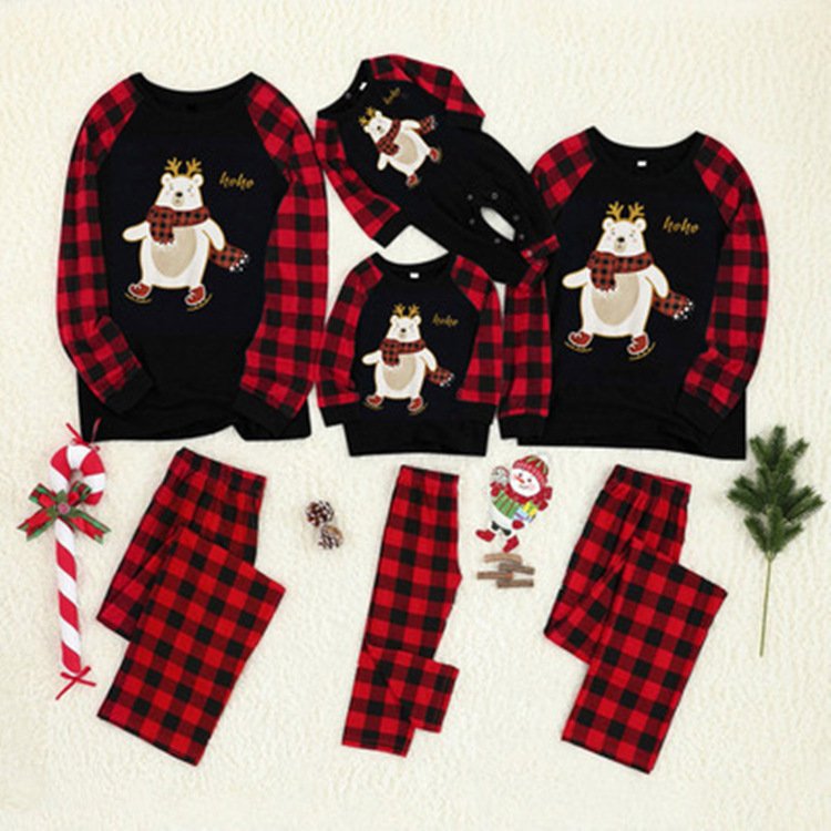 Cozy Plaid Bear Family Pajamas Set