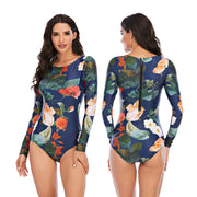 One-piece long-sleeved surfing suit sunscreen female swimsuit hot spring diving suit