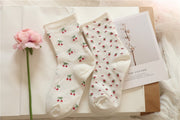 Breathable Cherry Floral Socks for Women