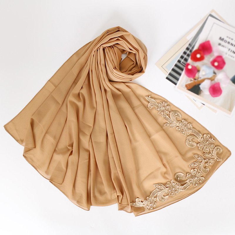Studded Pearl Chiffon Headband for Women
