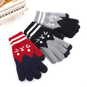 Warm Women's Five-Finger Knitted Gloves