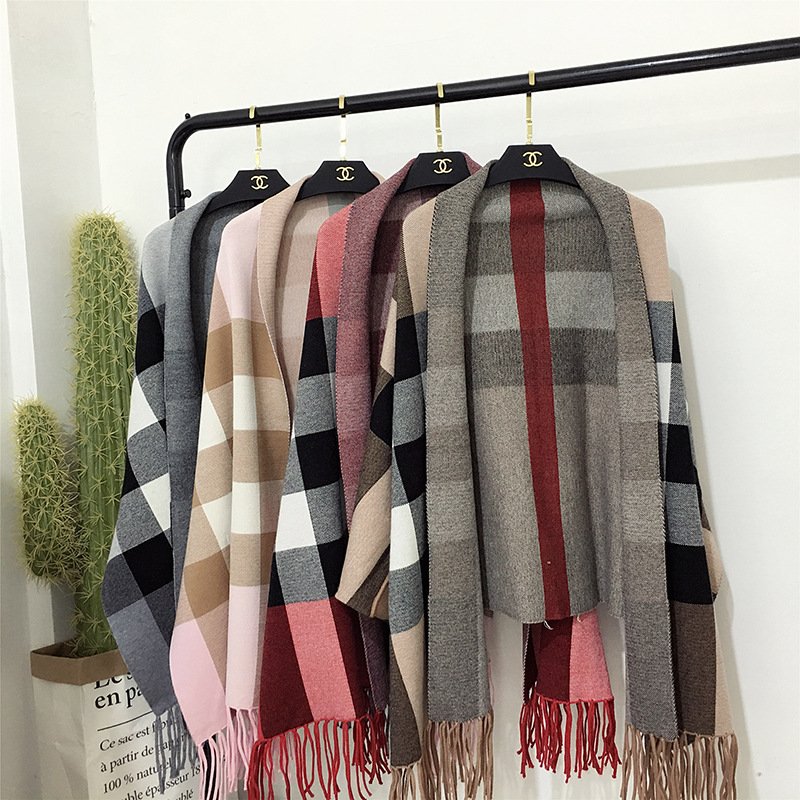 Women's Cape Shawl Sweater Coat with Fringe