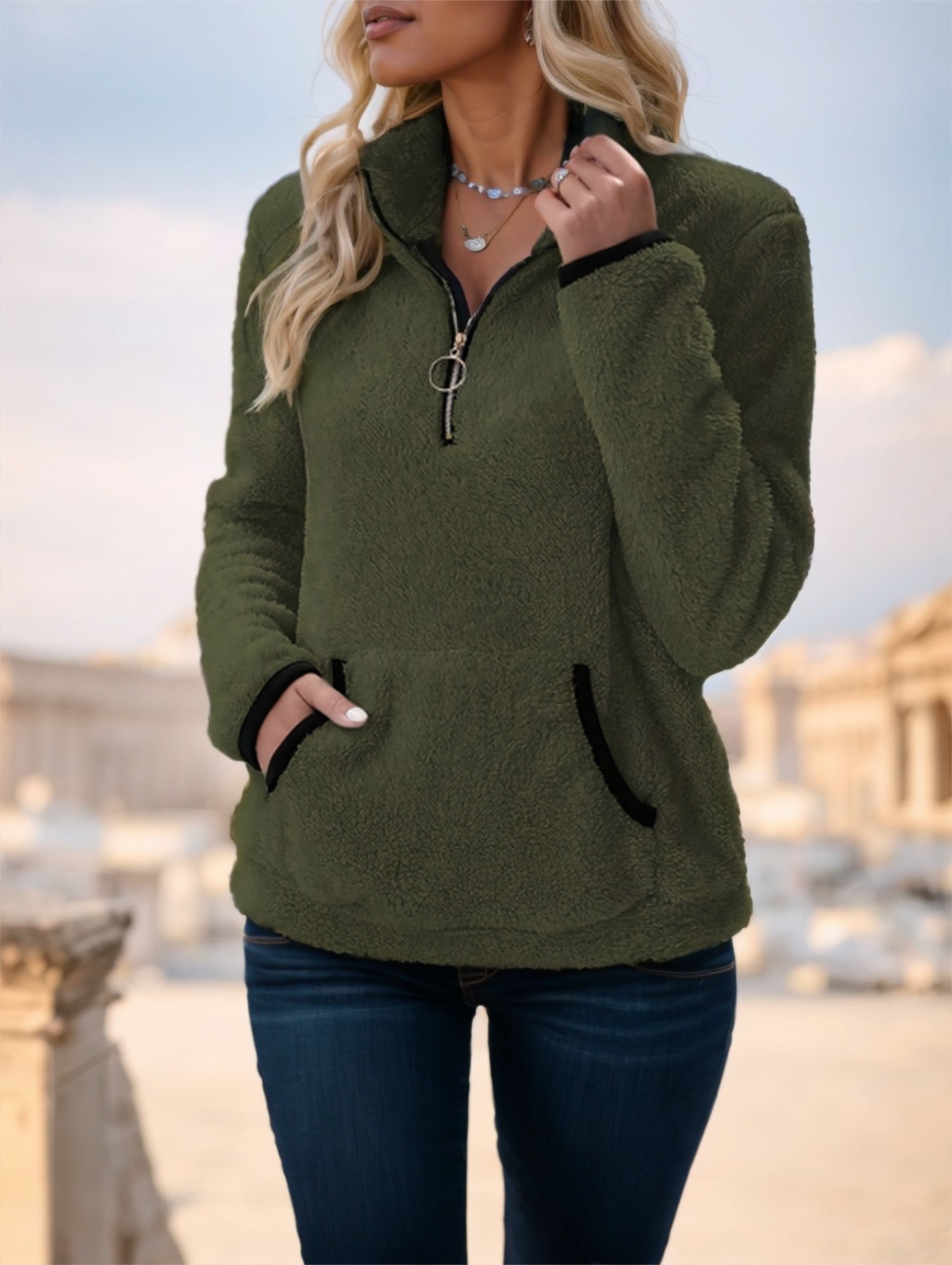 Color Block Pullover Sweatshirt