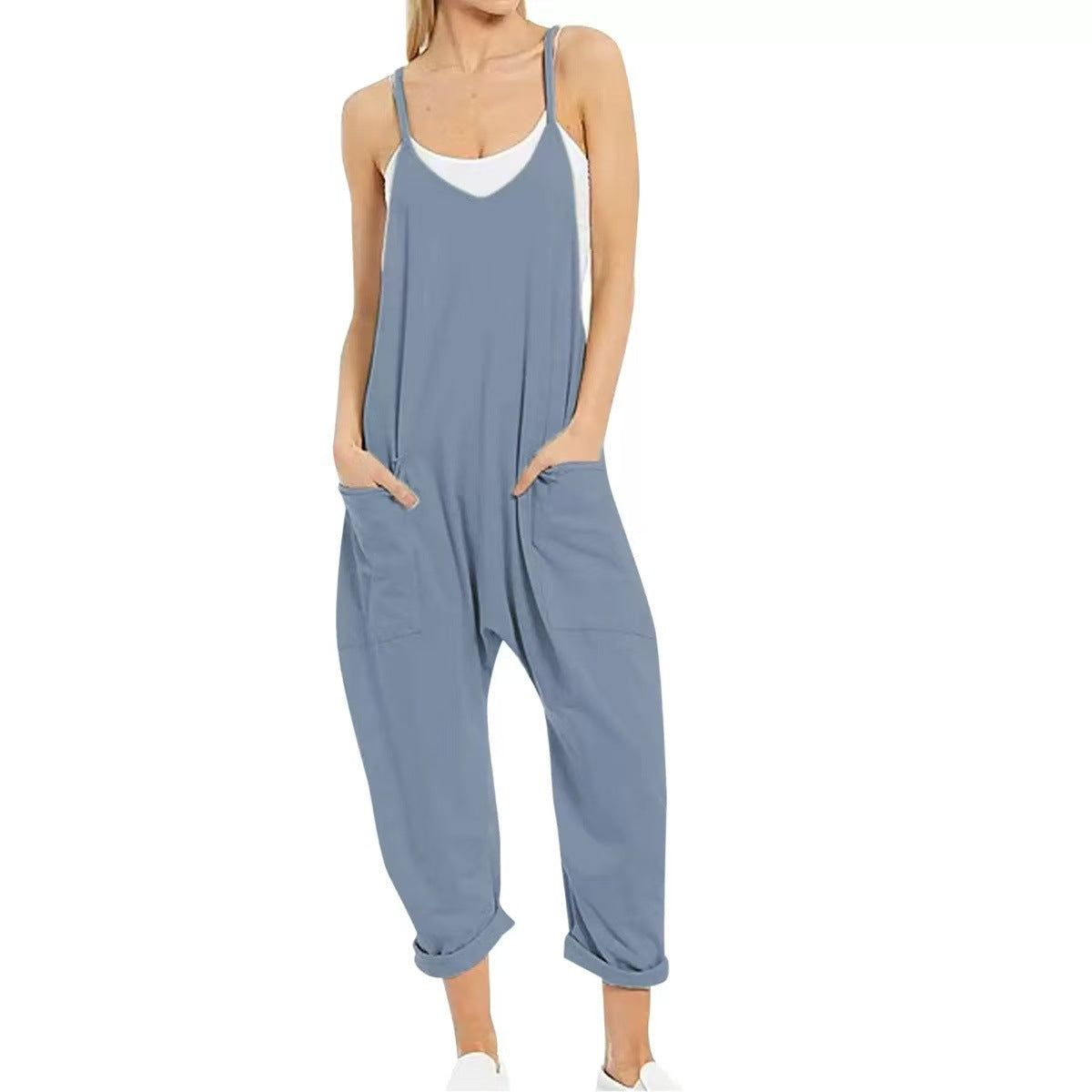 Plus-Size Casual Knitted Suspender Overalls