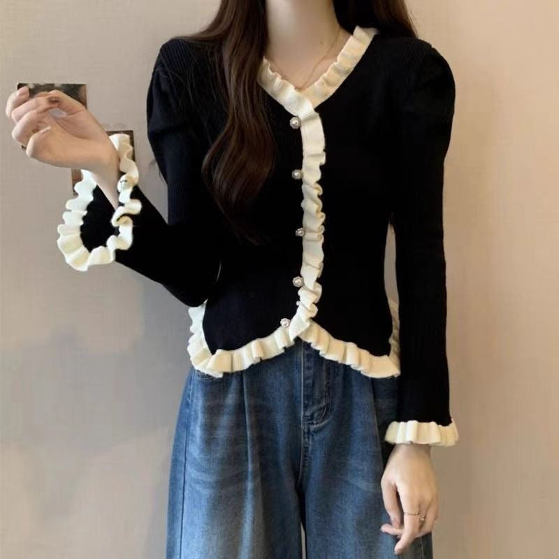Silk Lace-Panel Puffed Sleeve Top – Chic A‑Line Elegance