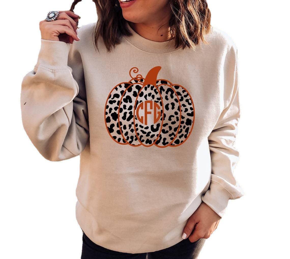 Halloween Pumpkin Print Long Sleeve Casual Sweatshirt