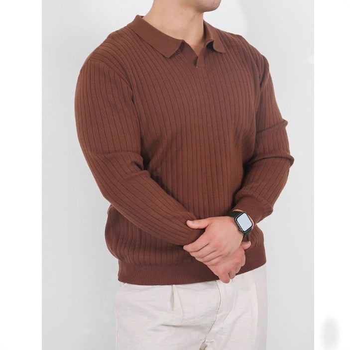 Knitted Polo-neck Base Layer Simple and Warm in American Style