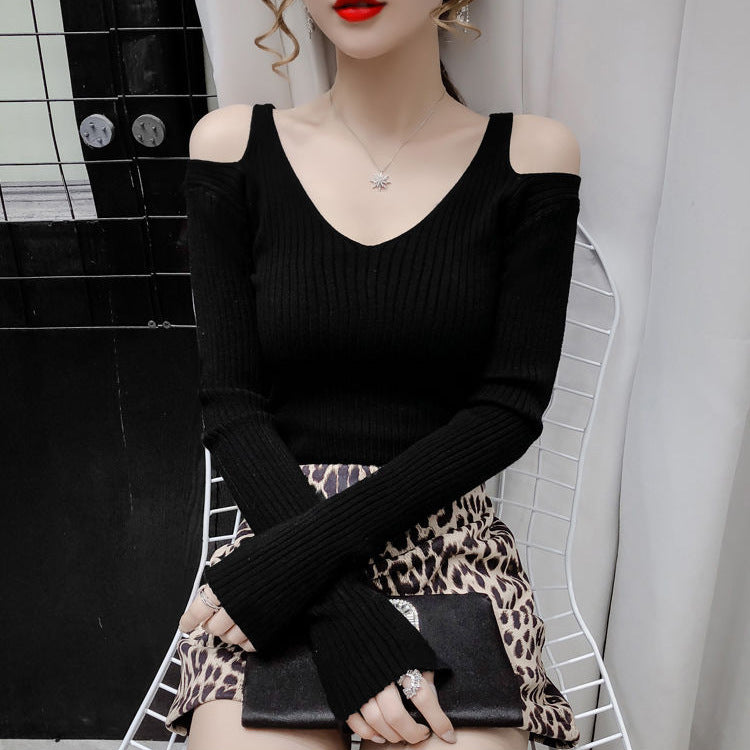 Slim-fit Elegant V-neck All-matching Western Style Bottoming Sweater