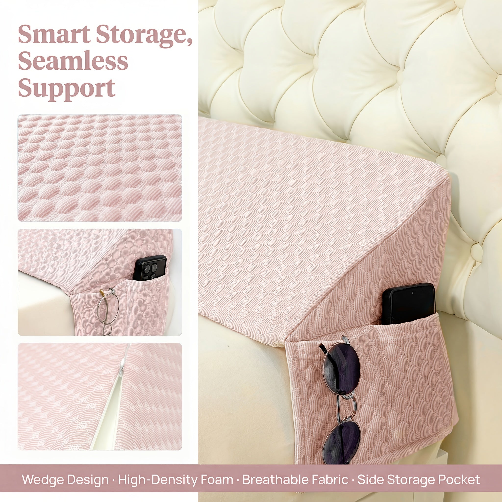 Bed Gap Filler Wedge Pillow (0–7 in) – Ideal Backrest for Headboard to Mattress Gap