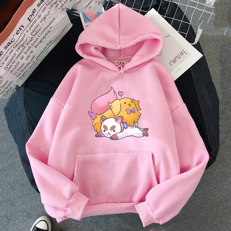 Cute Cartoon Cat & Puppy Graphic Pullover Sweater