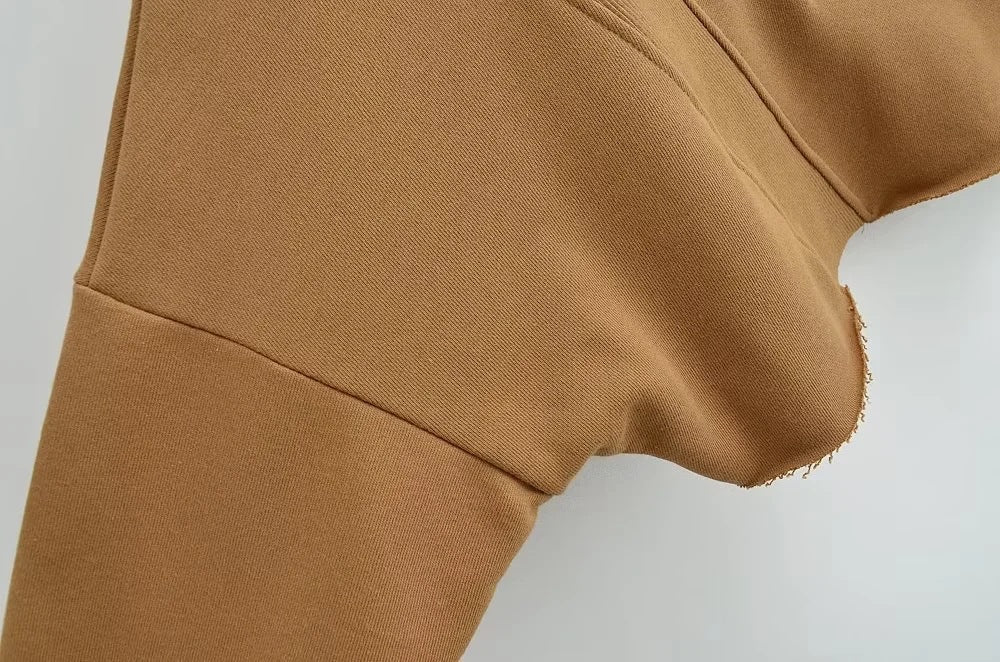 Women's Casual Half-Zip Solid Color Short Sweatshirt