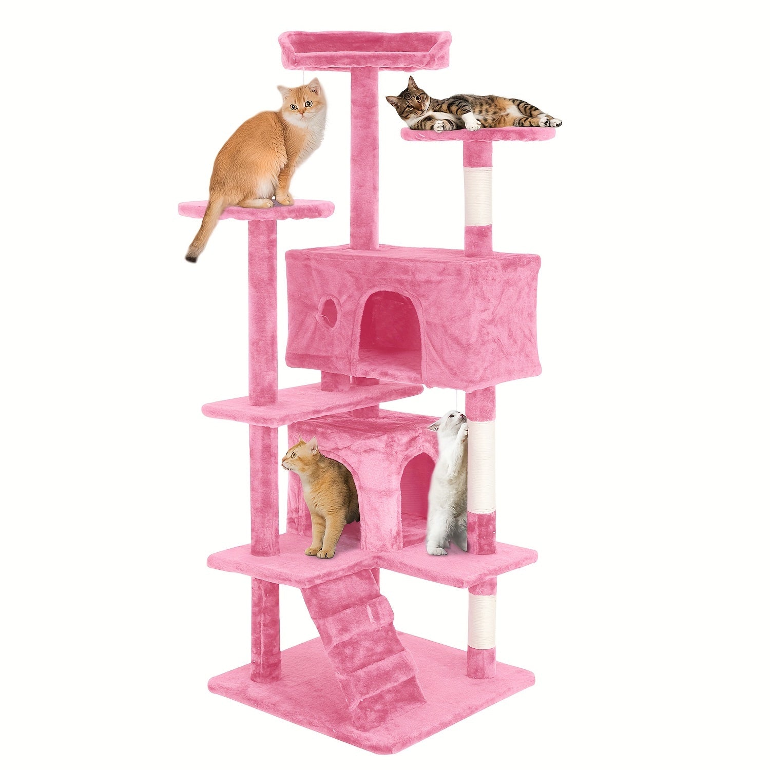 54/70" Multi-Level Cat Tree Tower with Scratching Posts & Cozy Condos, Space-Saving Indoor Cat Playhouse, Durable Plywood Construction, Fun Jumping Platforms, Multiple Colors
