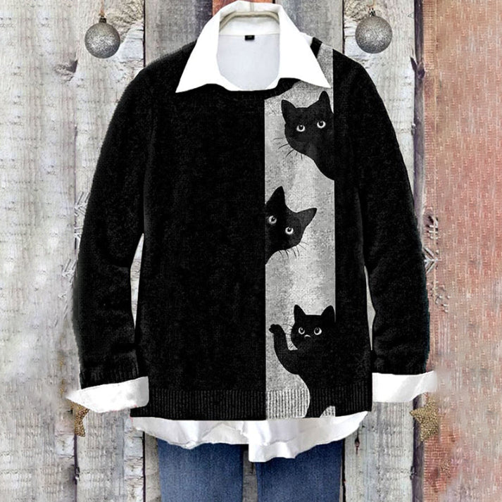 Womens Casual Sweater with a Peter Pan Collar and a Floral Print