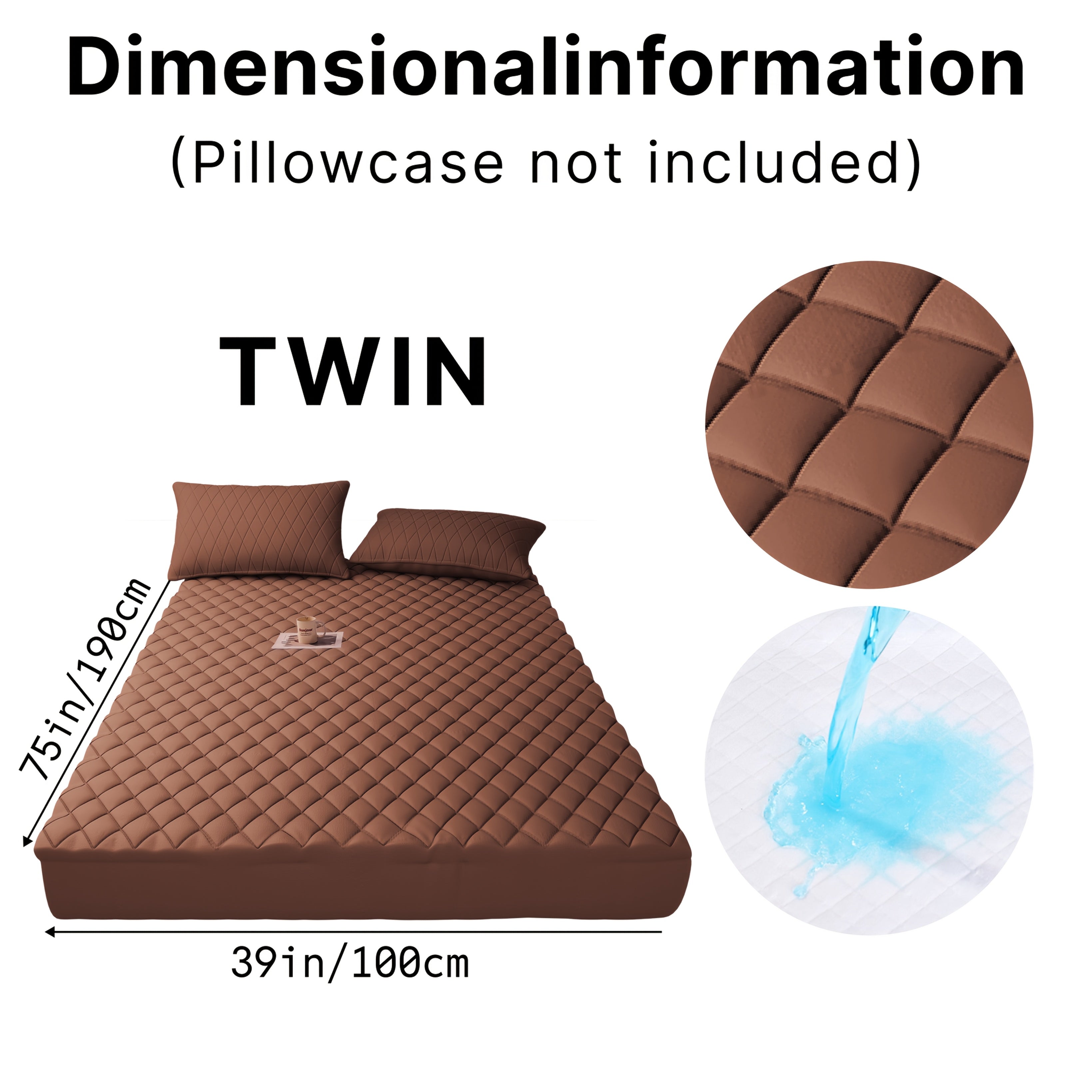 Waterproof Mattress Protector Quilted Thickened Comfortable Bedspread Layer with Deep Pocket Design, Warm Breathable Bedding for Bedroom Guest Room Hotel, Great for Holiday Gifts Black Friday And...
