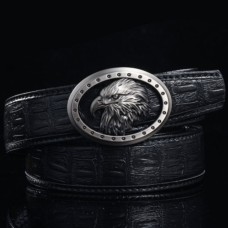 Men's Casual Leather Belt with Alloy Automatic Buckle