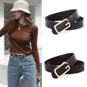 Women's Genuine Leather Simple Smooth Buckle Belt